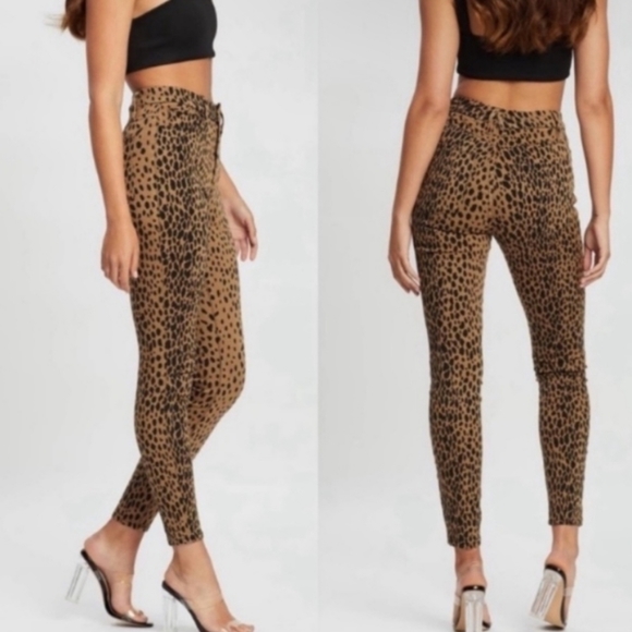 Good American High Rise Leopard Print Jeans Size 27 Size 4 Women’s - Picture 2 of 8